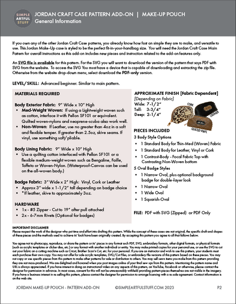 JORDAN CRAFT CASE | Pattern Add-On:  Make-Up Pouch