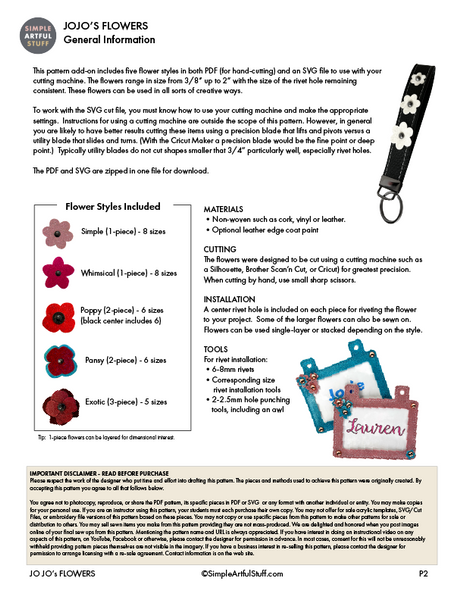 JOJO's FLOWERS  (PDF & SVG Pieces)