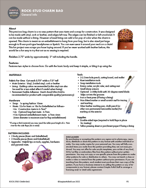 ROCK-STUD CHARM BAG (PDF + SVG)